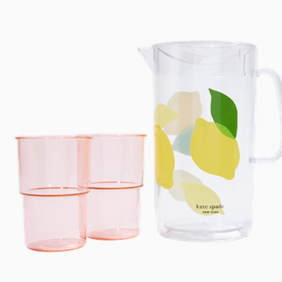 ✨Host Pick✨ Kate Spade Lemon Pitcher & Cup Acrylic Set NIB - Picture 1 of 5